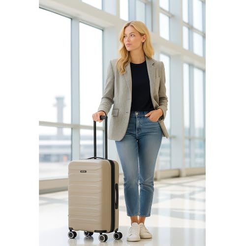 World Traveler Dejuno Motley Lightweight Hardside Expandable Spinner Luggage, Grey, Carry - On