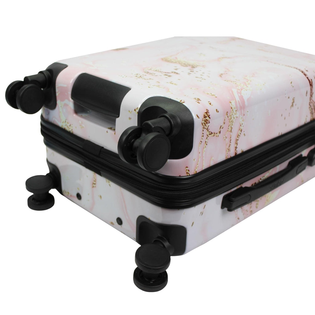 World Traveler Dejuno Pink Marble 3 - Piece Expandable Spinner Luggage Set
