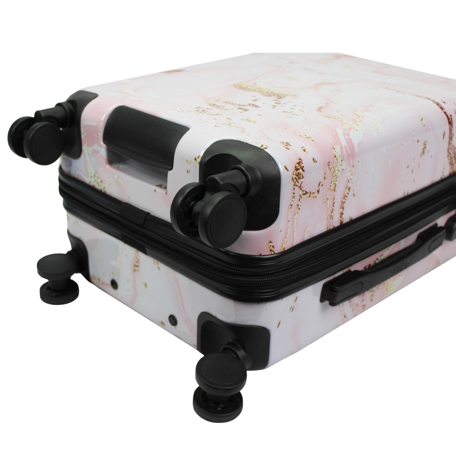 World Traveler Dejuno Pink Marble 3 - Piece Expandable Spinner Luggage Set
