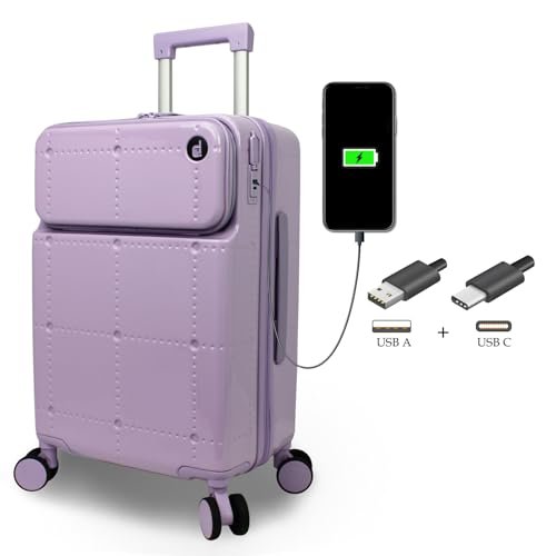 World Traveler Dejuno Smart 20-Inch Carry-On Luggage with USB Ports - Lavender