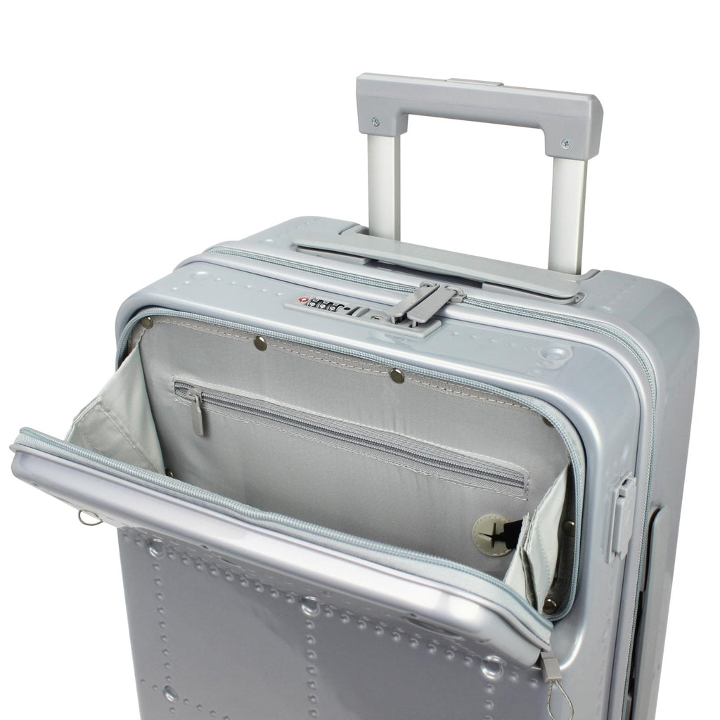 World Traveler Dejuno Smart 20 - Inch Carry - On Luggage with USB Ports - Silver