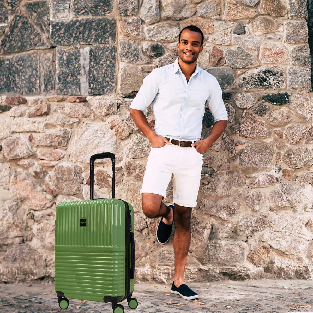 World Traveler Dejuno Tonal 20 - Inch Carry - On Polycarbonate Lightweight Hardside Expandable Spinner Luggage Suitcase with TSA Lock - Matcha