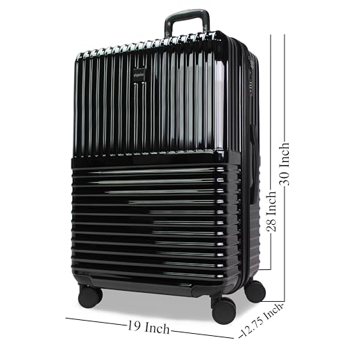 World Traveler Dejuno Tonal 28-Inch Polycarbonate Lightweight Hardside Expandable Spinner Luggage Suitcase with TSA Lock - Onyx
