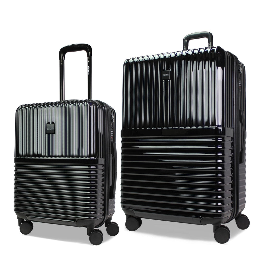 World Traveler Dejuno Tonal Lightweight Polycarbonate Hardside Expandable Spinner Luggage Suitcase with TSA Lock, Onyx, 2-Piece Set(20in,28in)
