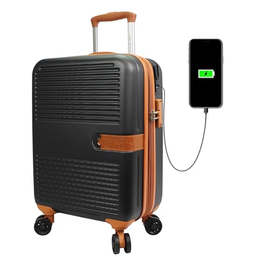 World Traveler Garland Lightweight Hardside 20-Inch Carry-On Expandable Spinner Luggage with TSA Lock & USB Port - Black