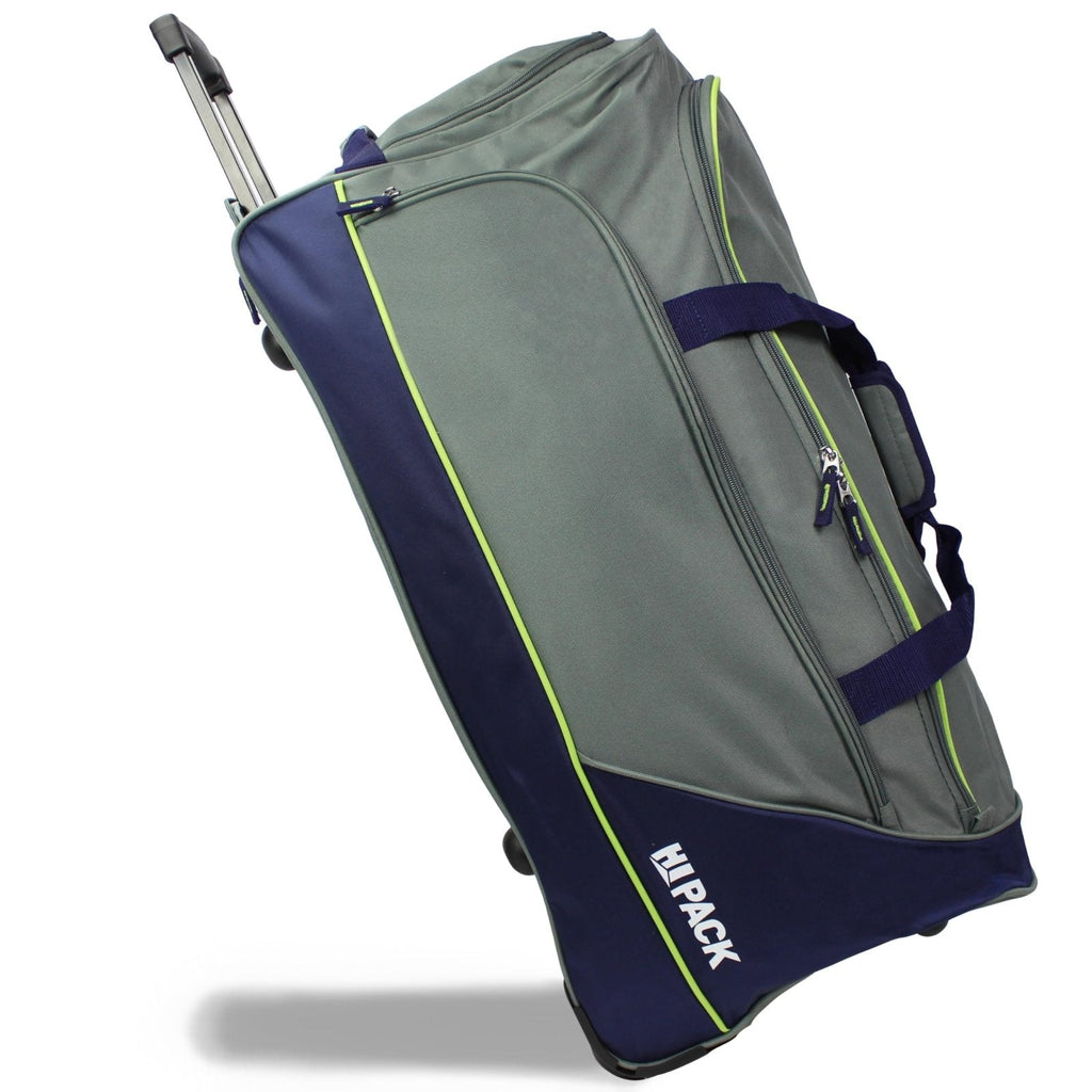 World Traveler Hipack Lightweight 28-Inch Rolling Duffel Bag with Shoe Pocket, Grey Navy, 28 inch