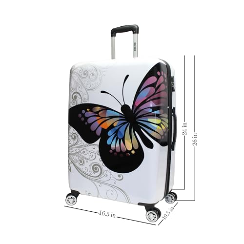 World Traveler VentureX Medium Checked Luggage, Hardshell Suitcase With Spinner Wheels - Butterfly