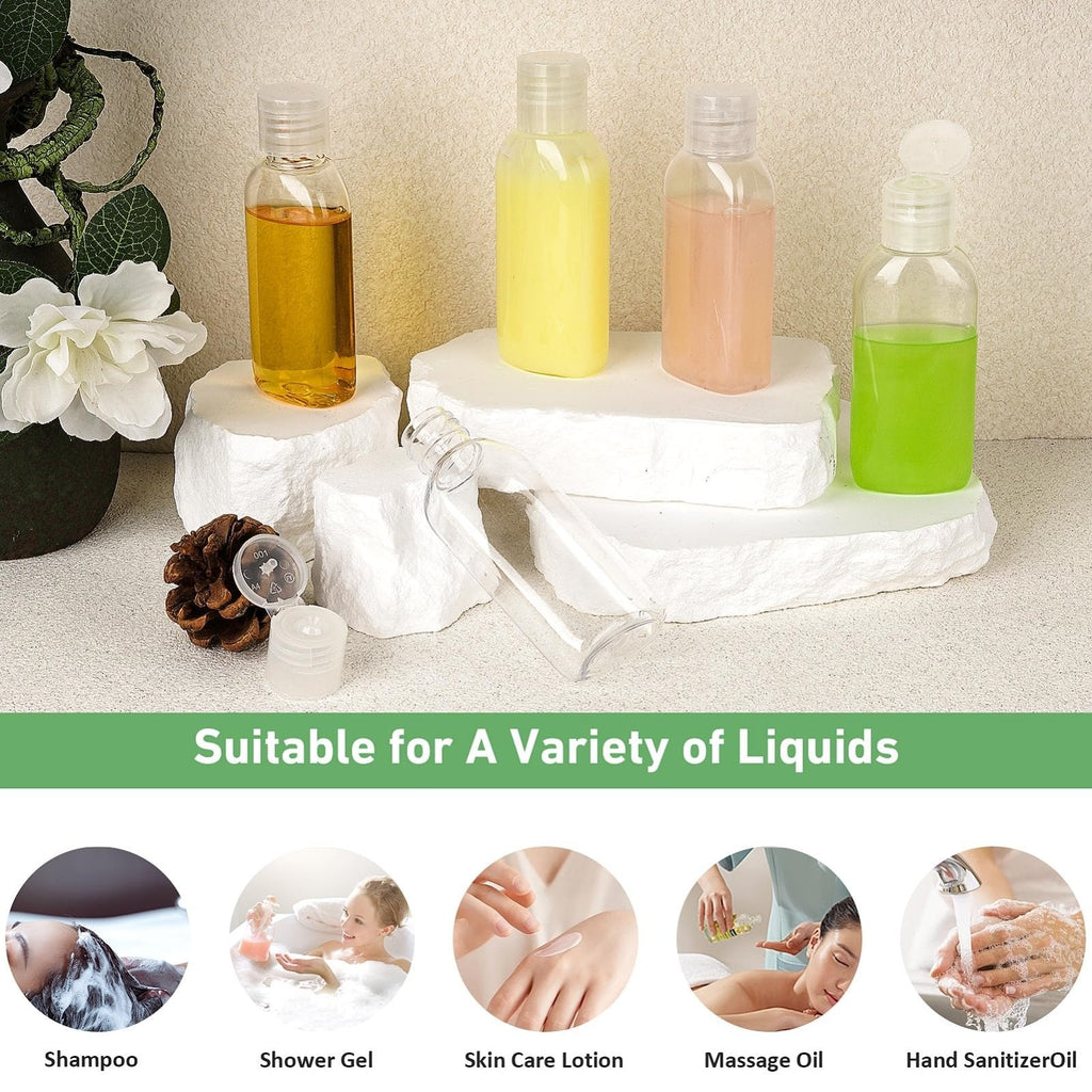 Wowang Travel Bottles for Toiletries 5 Pack 2oz TSA Approved Squeezable Travel Size Containers Leak - proof Shampoo and Conditioner Bottles Refillable Plastic Squeeze Bottle(Clear)