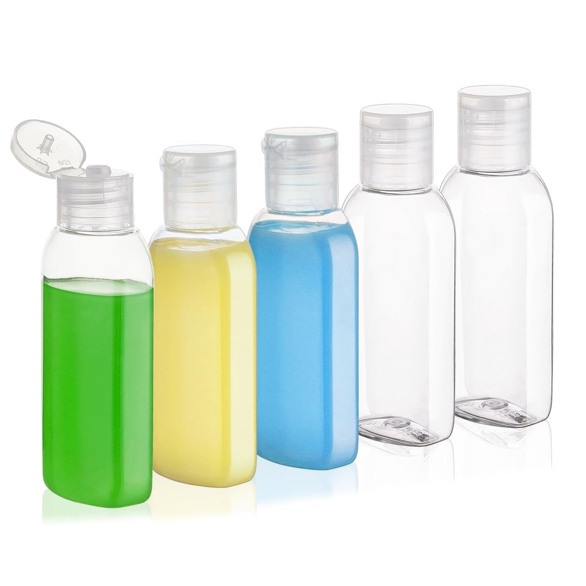 Wowang Travel Bottles for Toiletries 5 Pack 2oz TSA Approved Squeezable Travel Size Containers Leak-proof Shampoo and Conditioner Bottles Refillable Plastic Squeeze Bottle(Clear)