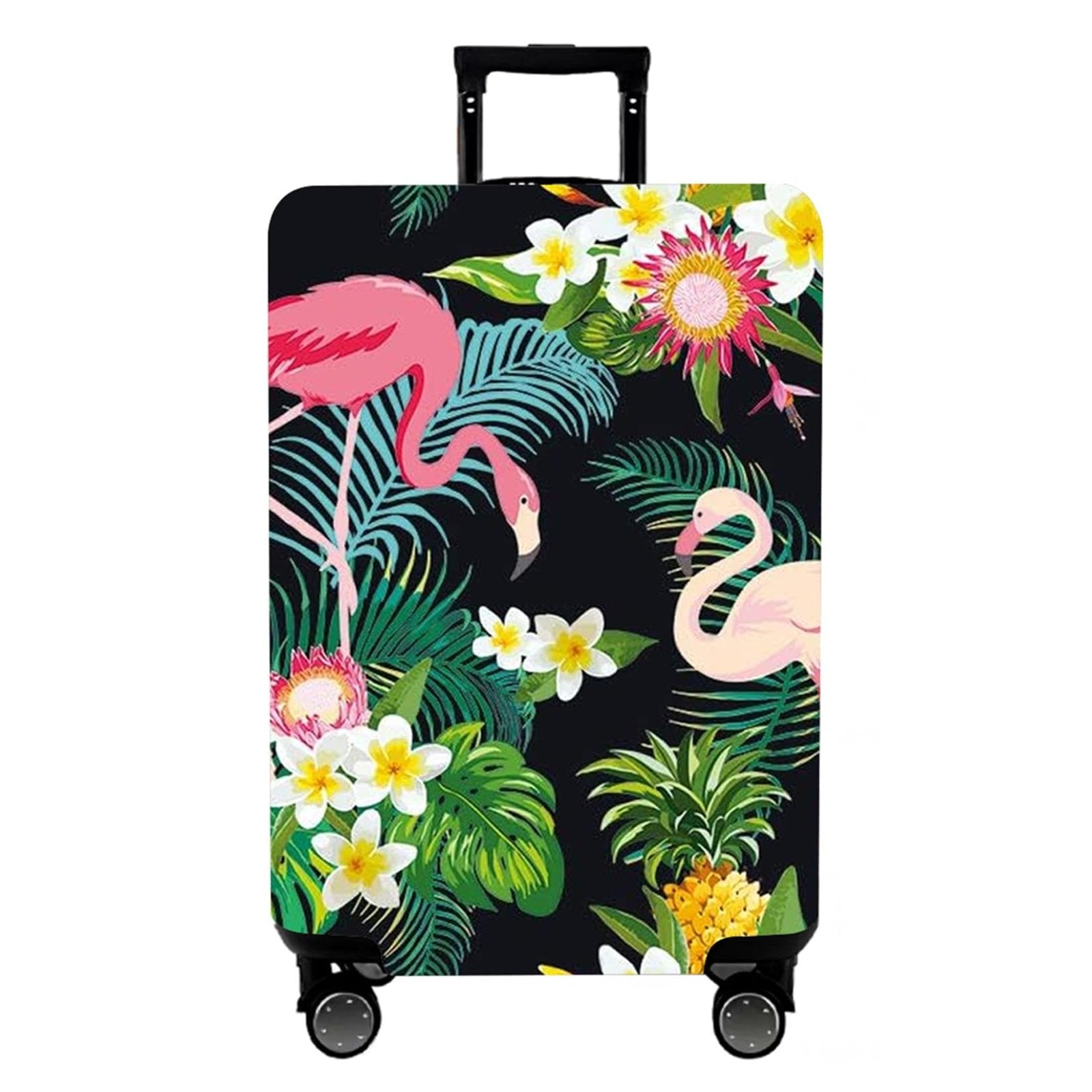 WUJIAONIAO Travel Luggage Cover Baggage Suitcase Cover Protector Skins 18-32 Inch (Flower flamingo, L (for 25-28 inch luggage))