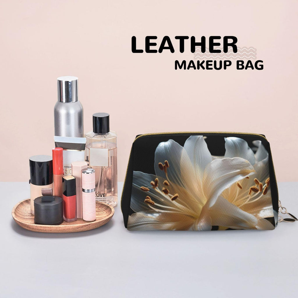 WZYCWB House Patterned Leather Cosmetic Bag - Perfect for Carry - On or Home Organization, Heavy Lilies in Bloom, One Size