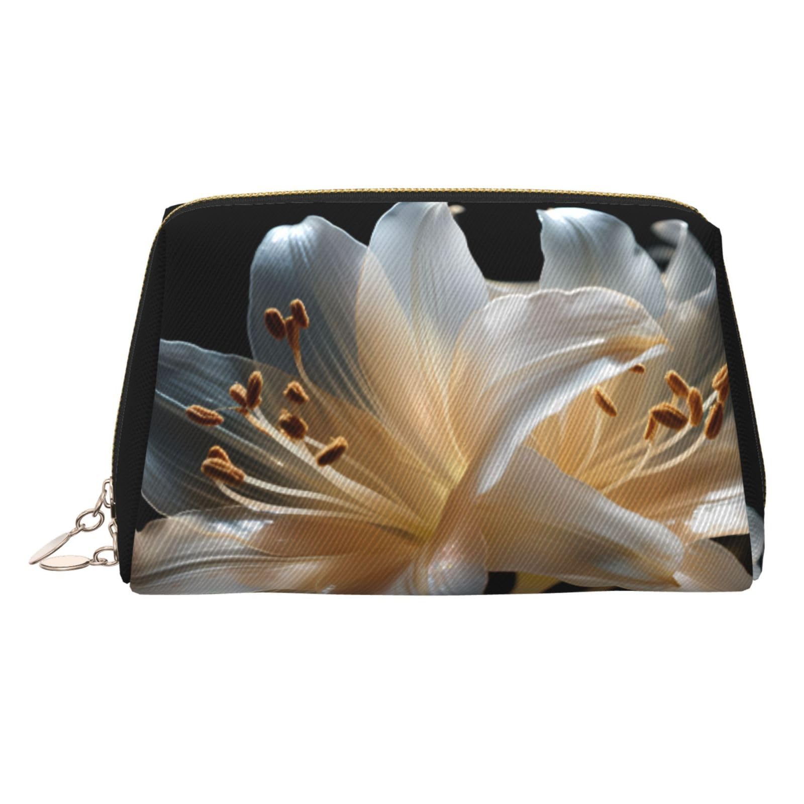 WZYCWB House Patterned Leather Cosmetic Bag - Perfect for Carry-On or Home Organization, Heavy Lilies in Bloom, One Size