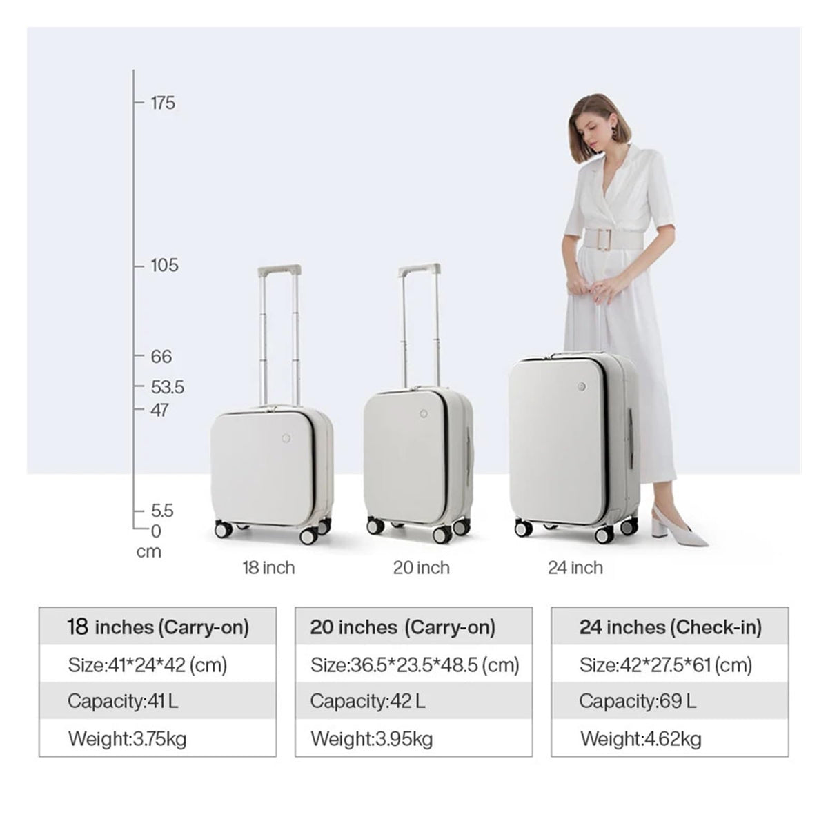 XTKSMAYY Compatible For Mixi Aluminum Frame Suitcase Carry On Rolling Luggage Beautiful Boarding Cabin 18 20 24 Inch M9260(Blackish Green,24Inches 600mm)