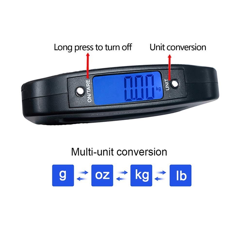 YAGSUW Handheld Digital Luggage Scale with Grip for Travel Portable Electronic Weighing Suitcase and Bag 110Lb/50kg Black