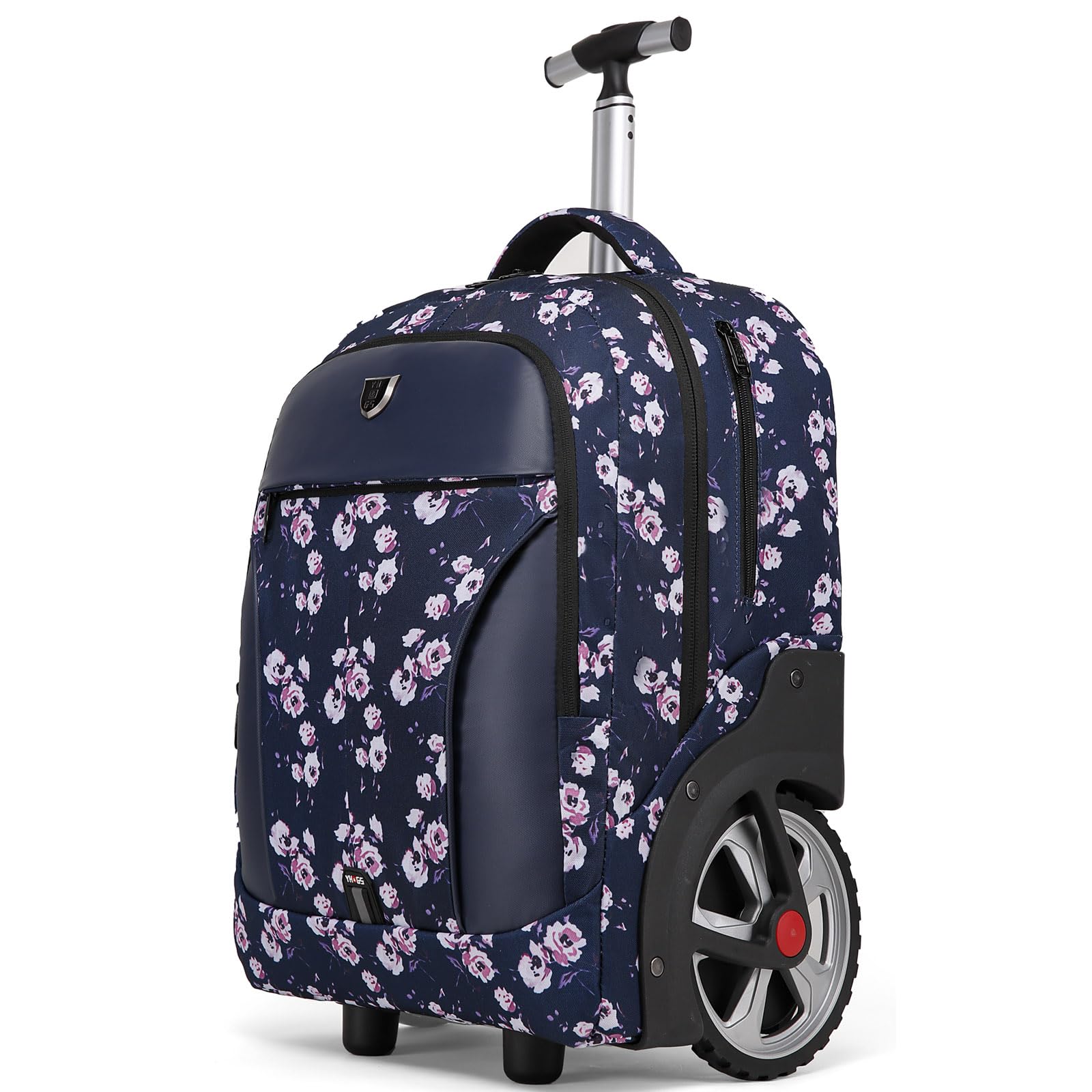 YH&GS Rolling Backpack Floral, Waterproof with Wheels for Business, College Student and Travel Commuter, Carry on Laptop Compartment, Fit 17 Inch Laptop, Wheeled Adults, 20inch