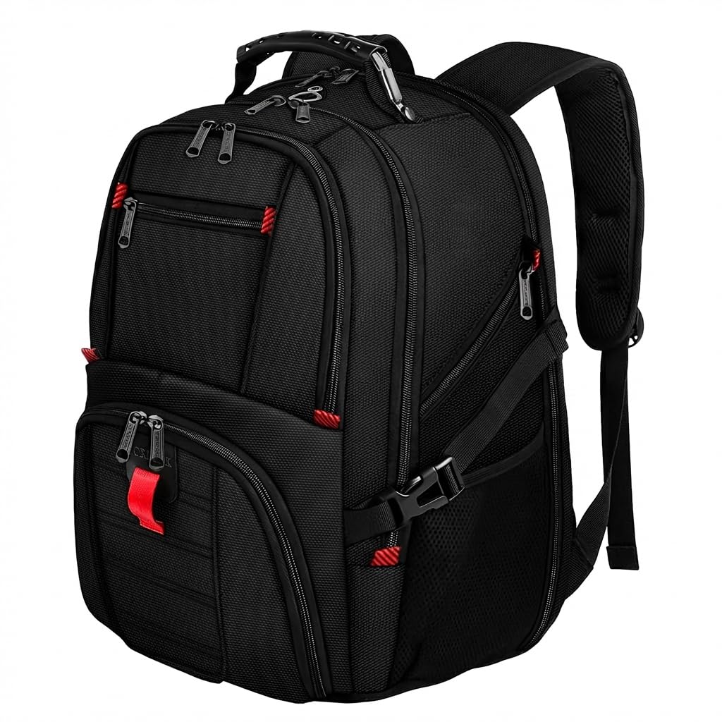 YOREPEK Large Backpack for Men, Extra Large Laptop Backpacks for Men Women, Water Resistant Travel Backpack Airline Approved Business Work Bag Fits 15.6 Inch Computer, Black