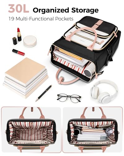 Ytonet Rolling Backpack for Women,15.6 Inch Travel Backpack with Wheels, Extra Large Rolling Briefcase for Women, Dual-Opening Design, Underseat Carry on Luggage for Work College Teacher