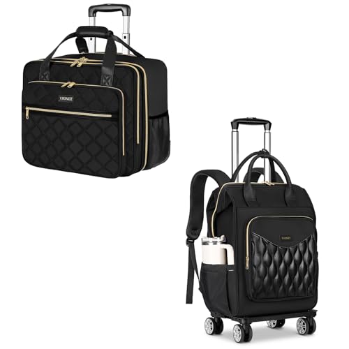 Ytonet Rolling Briefcase for Women, 17.3 Inch Laptop Bag with Wheels Rolling Computer Bag, 15.6 In Travel Backpack with 4 Spinner Wheels, Carry On Rolling Laptop Bag with Detachable Trolley