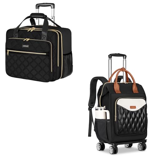 Ytonet Rolling Laptop Bag Women, Rolling Briefcase for Women, 17.3 Inch Laptop Bag ＆ 15.6 In Rolling Laptop Backpack with 4 Spinner Wheels, 2 In 1 Roller Travel Backpacks with Detachable Trolley