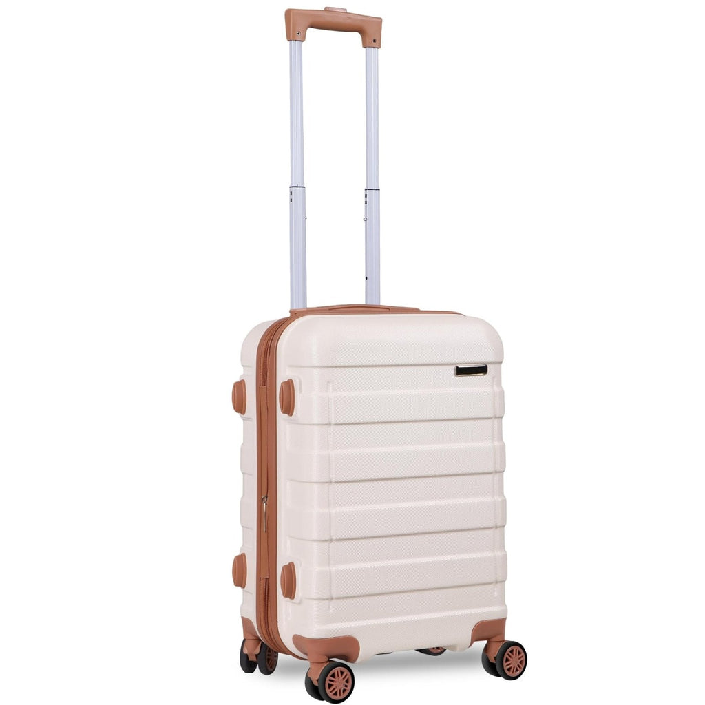 ZenStyle Hardside Expandable Luggage with Spinner Wheels, 21 Inch Carry On Luggage Airline Approved, Lightweight Travel Suitcase with Height Adjustable Handle (White)