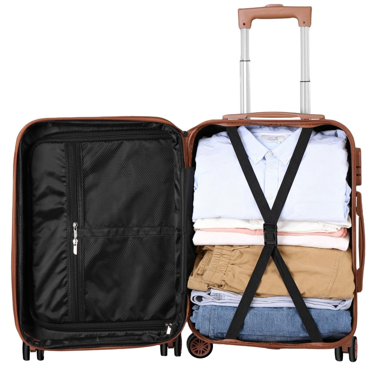 ZenStyle Hardside Expandable Luggage with Spinner Wheels, 21 Inch Carry On Luggage Airline Approved, Lightweight Travel Suitcase with Height Adjustable Handle (White)