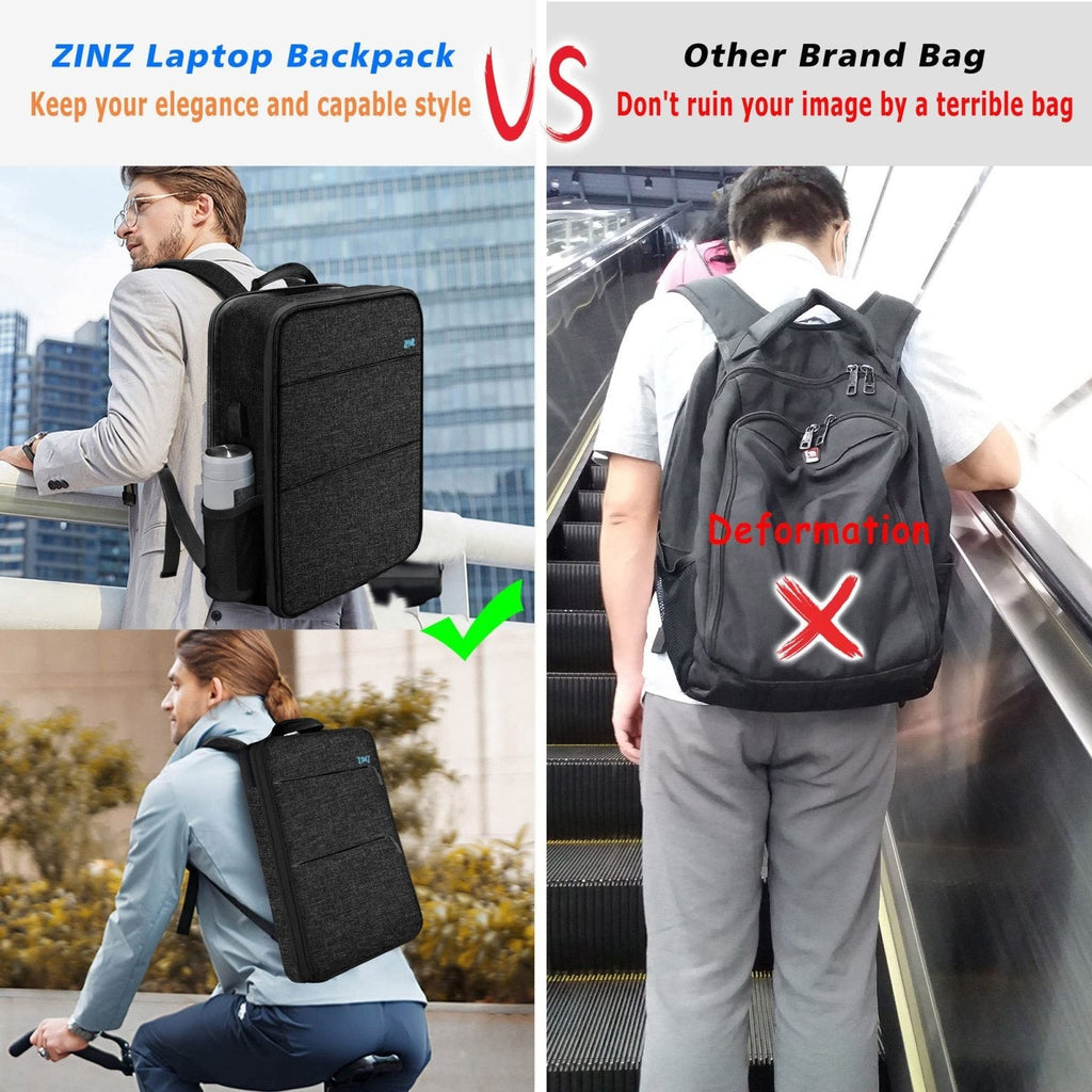 ZINZ Slim & Expandable Laptop Backpack Water Resistant Backpack Travel Backpack Compatible with MacBook Air/Pro/Neo 13 - 14 inch, XPS 13/14, Surface 13.5" and Most 13 - 14 Notebooks，B01K01